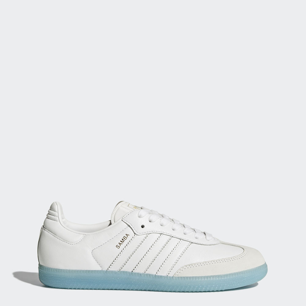 Adidas Samba - Originals γυναικεια - Ασπρα/Ασπρα/Ανοιχτο Μπλε,Μέγεθος: EU 36 – 54 2/3 (526DYSXU)